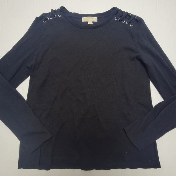 MICHAEL KORS Lace Up Shoulder Long Sleeve Shirt - Picture 4 of 12